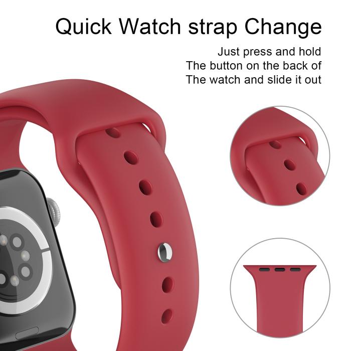 Bild 4, Apple Watch 42/44/45/49 mm Silikon Armband (S/M) Crimson