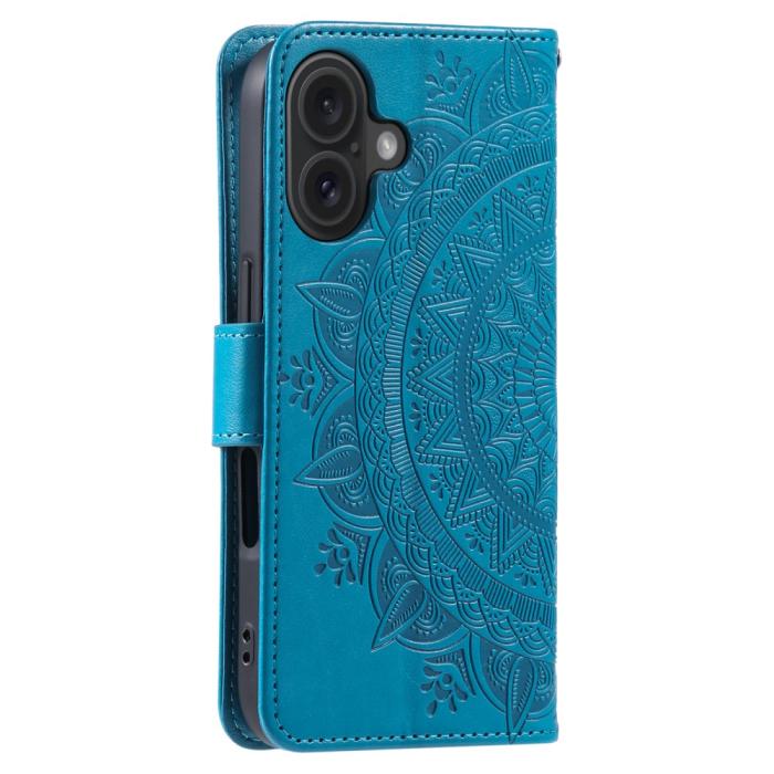 Bild 6, iPhone 16 Fodral Mandala Läder Blå