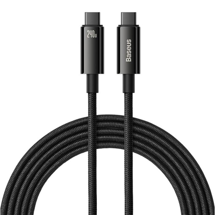 Bild 1, Baseus 3m 240W USB-C - USB-C Kabel Tungsten Gold Series Svart