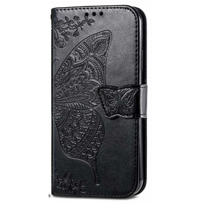 Bild 6, Xiaomi Redmi Note 14 Pro 5G Fodral Läder Fjäril Tryck Svart
