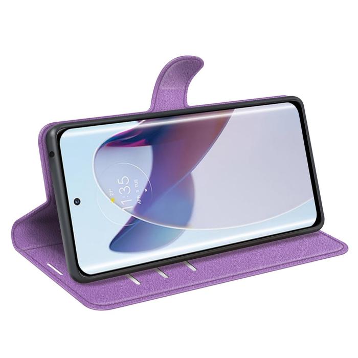 Bild 3, Motorola Edge 30 Ultra 5G Fodral Litchi Läder Lila