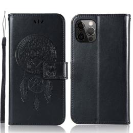 iPhone 13 Pro Max - Owl Dream Catcher Läder Fodral - Svart