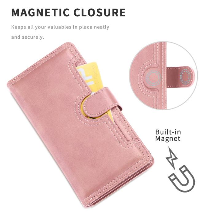 Bild 4, iPhone 13 Pro Max - Multifunktionellt Flerkort Läder Fodral - Roséguld
