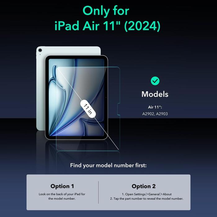 Bild 2, ESR iPad Air 11 2025/2024 Skärmskydd 2-PACK Härdat Glas