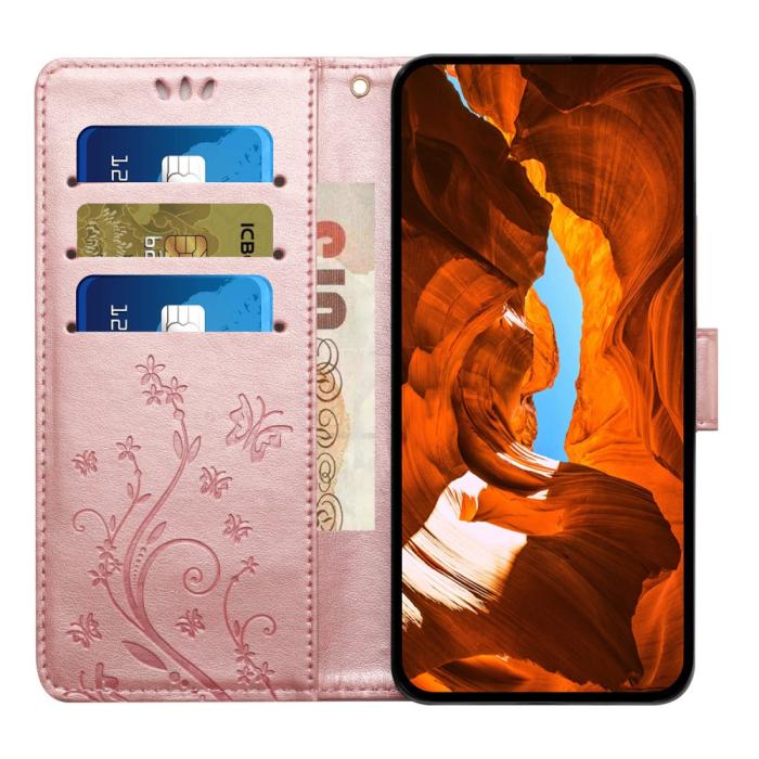 Bild 2, iPhone 16 Plus Fodral Med Blommigt Tryck Roséguld
