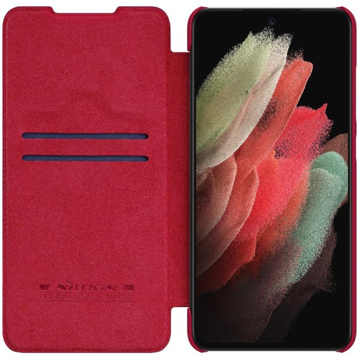 Bild 4, NILLKIN Samsung Galaxy S22 Ultra Fodral Qin Series Röd