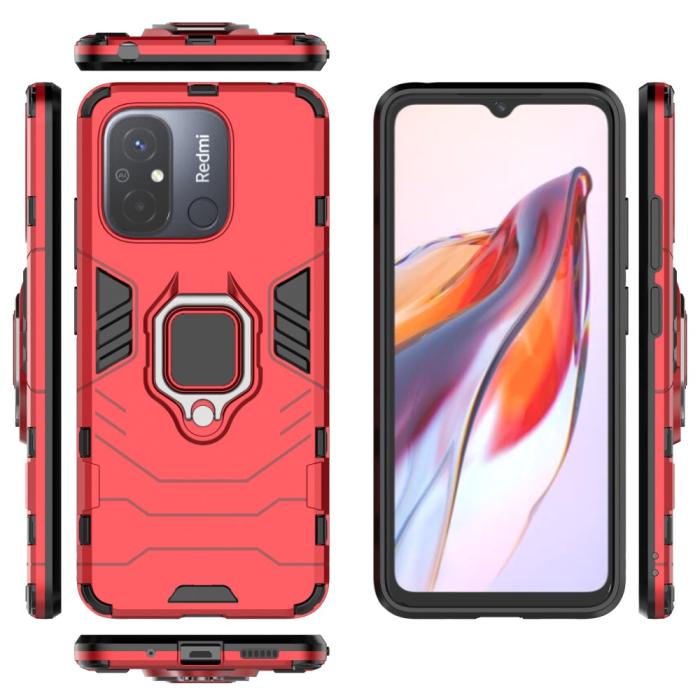 Bild 6, Xiaomi Redmi 12C 4G Skal Ring Hybrid Armor Röd