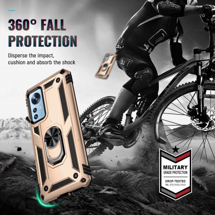 Bild 6, Xiaomi 12 Pro Skal Ring Hybrid Armor Guld