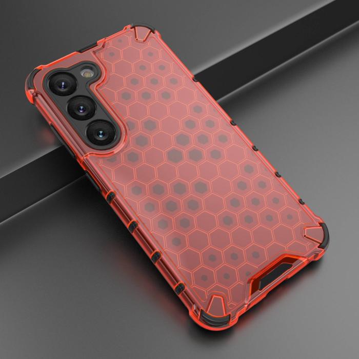Bild 2, Samsung Galaxy S23 Skal Shockproof Honeycomb Textur Röd