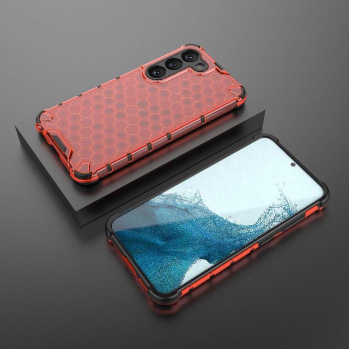 Bild 3, Samsung Galaxy S23 Skal Shockproof Honeycomb Textur Röd
