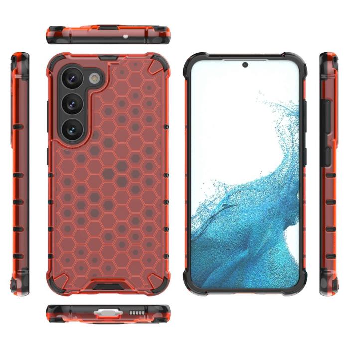 Bild 4, Samsung Galaxy S23 Skal Shockproof Honeycomb Textur Röd