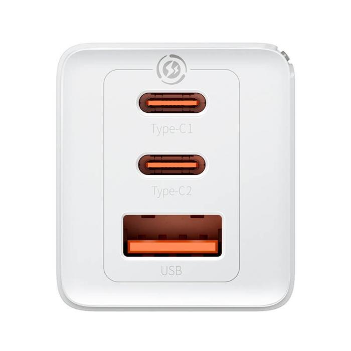 Bild 5, Baseus 65W GaN5 Pro Väggladdare 2x USB-C 1x USB-A Vit