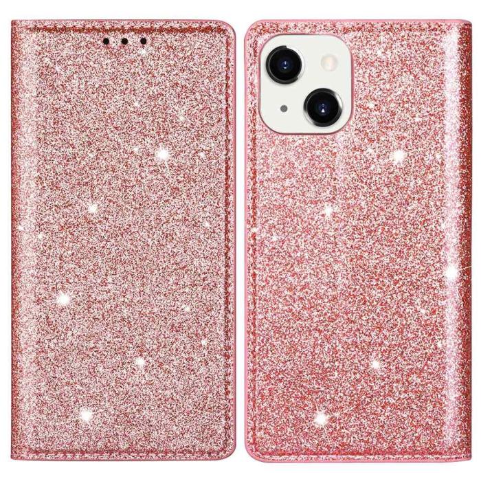 Bild 1, iPhone 15 Plus Fodral Flip Glitter Roséguld