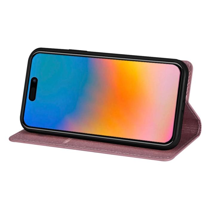 Bild 2, iPhone 15 Plus Fodral Flip Glitter Roséguld