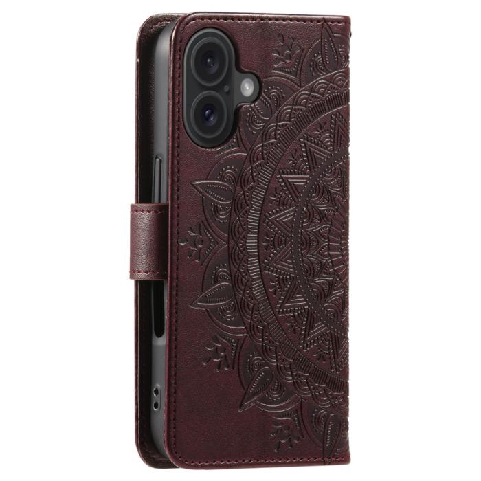 Bild 6, iPhone 16 Fodral Mandala Läder Brun