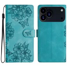 iPhone 17 Pro Max Fodral Med Blommigt Tryck L&auml;der Gr&ouml;n
