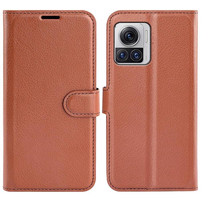 Bild 1, Motorola Edge 30 Ultra 5G Fodral Litchi Läder Brun