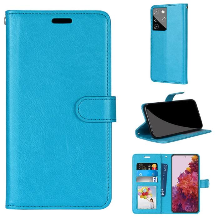 Bild 1, Samsung Galaxy S21 Ultra - Läder Fodral - Ljus Blå