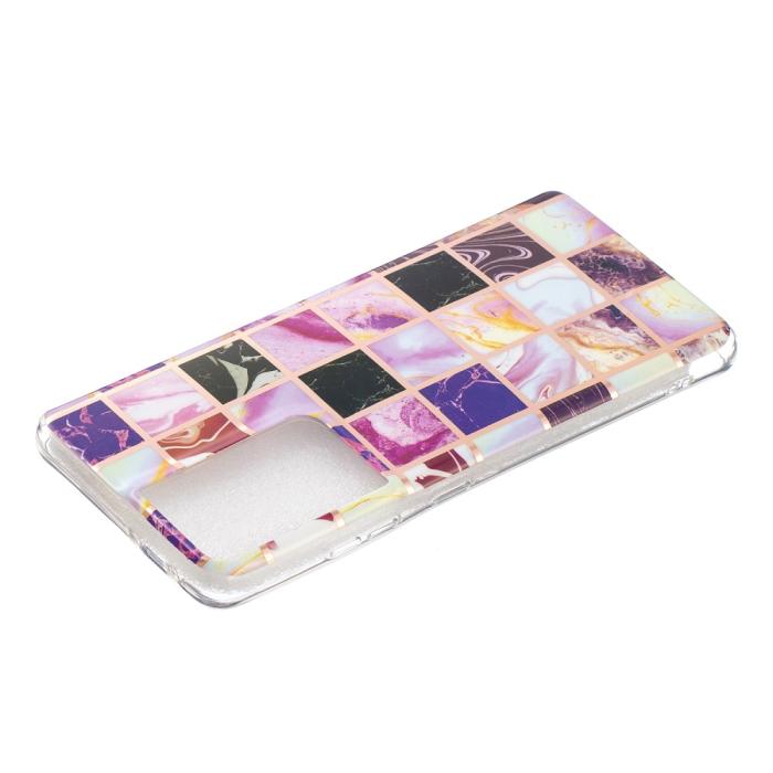 Bild 2, Samsung Galaxy S21 Ultra - Marmor Fyrkanter TPU Skal