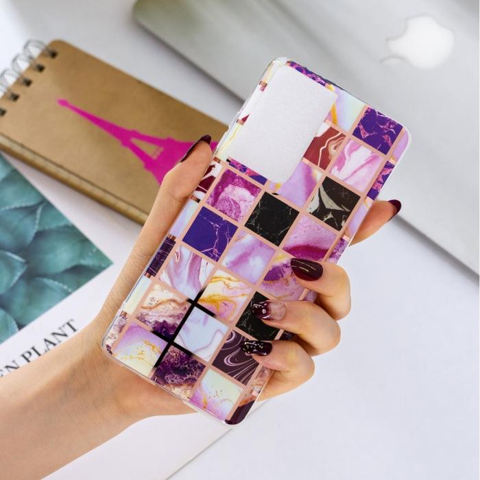 Bild 3, Samsung Galaxy S21 Ultra - Marmor Fyrkanter TPU Skal