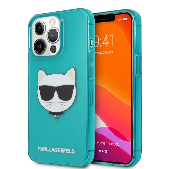 Bild 1, Karl Lagerfeld iPhone 13 Pro Skal TPU Choupette Fluorescent Blå