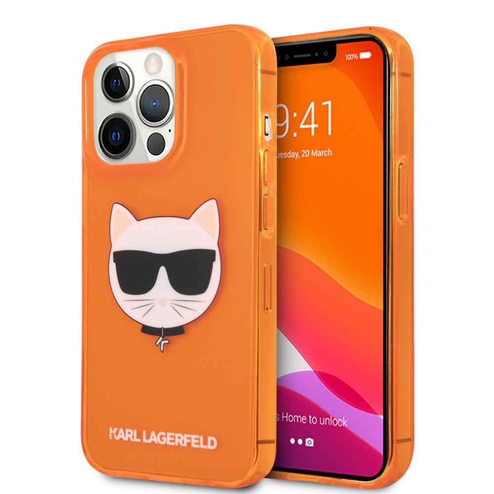 Karl Lagerfeld iPhone 13 Pro Skal TPU Choupette Fluorescent Orange