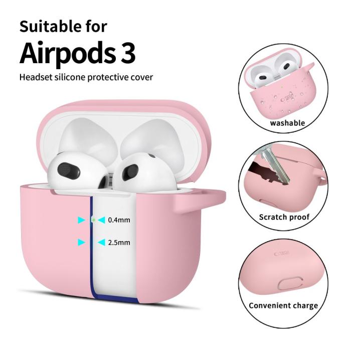 Bild 2, Tech-Protect AirPods 3 Skal Silikon Hook Dusty Pink