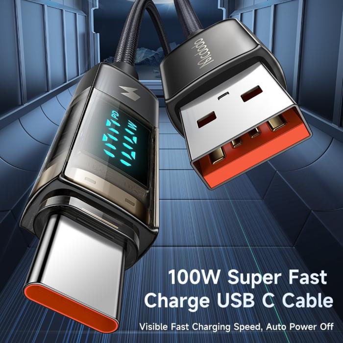Bild 2, Mcdodo 1.8m 100W 6A USB-C Auto Off Kabel Svart