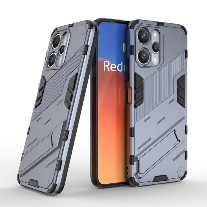 Bild 5, Xiaomi Redmi 12 5G/4G Skal Kickstand Hybrid Armor Grå
