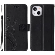 iPhone 15 Fodral Med Blommigt Tryck Svart