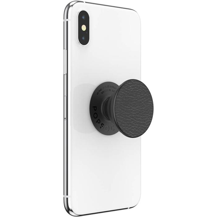 Bild 9, PopSockets Avtagbart Grip Ställfunktion Premium Pebbled Vegan Leather Svart