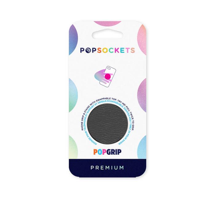 Bild 2, PopSockets Avtagbart Grip Ställfunktion Premium Pebbled Vegan Leather Svart