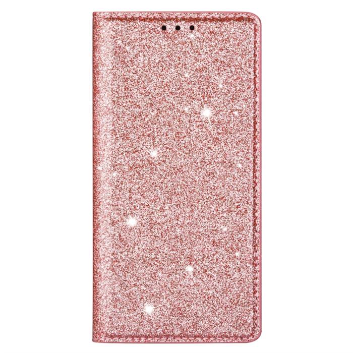 Bild 6, iPhone 15 Plus Fodral Flip Glitter Roséguld