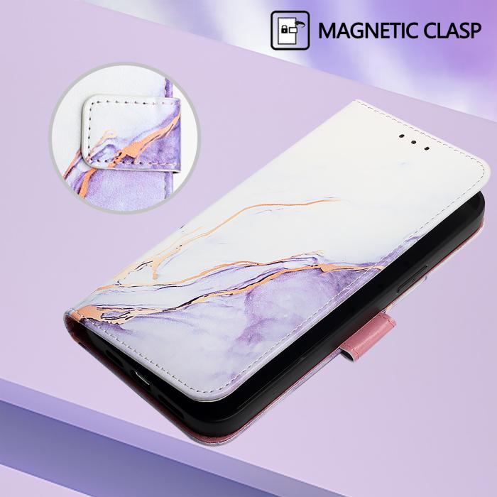 Bild 6, OnePlus 15 Fodral Läder Marmor Vit / Lila