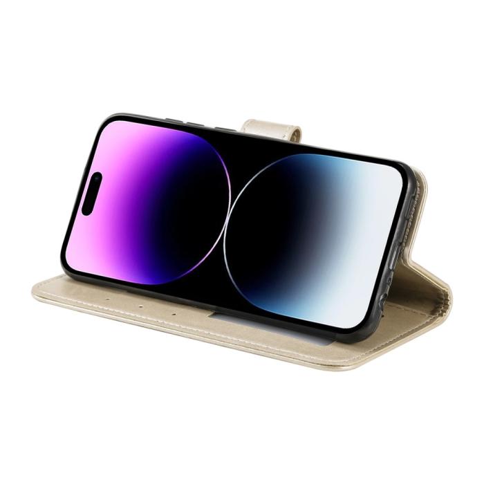 Bild 3, iPhone 16 Fodral Mandala Läder Guld