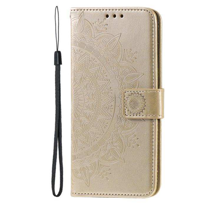 Bild 5, iPhone 16 Fodral Mandala Läder Guld