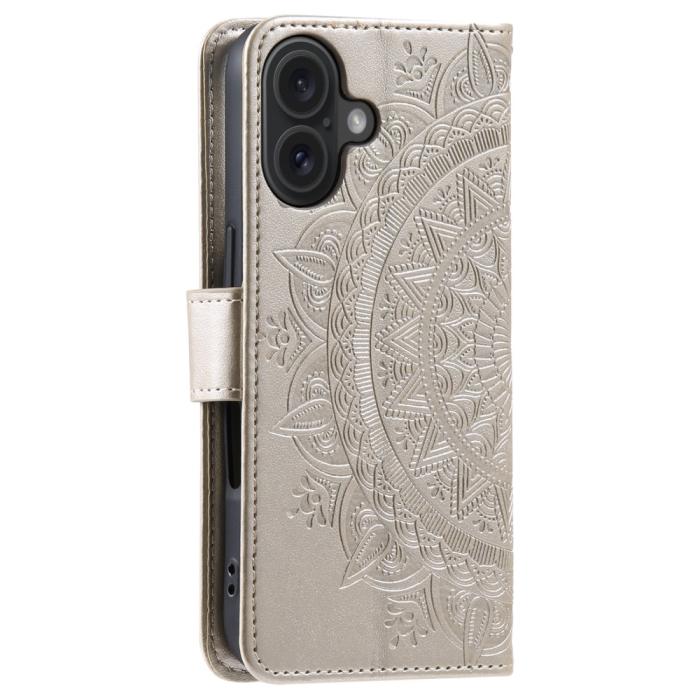 Bild 6, iPhone 16 Fodral Mandala Läder Guld