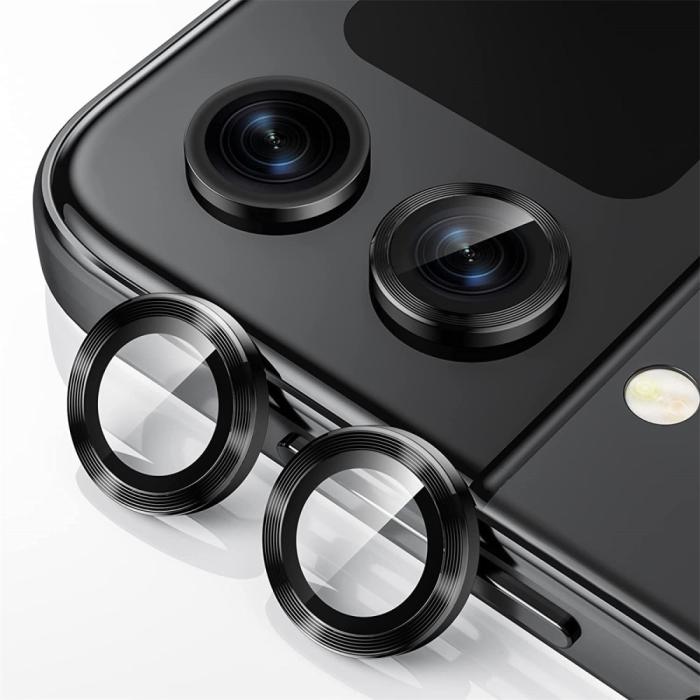 Bild 1, ENKAY Galaxy Z Flip 5 Linsskydd Aluminium Härdat Glas Svart