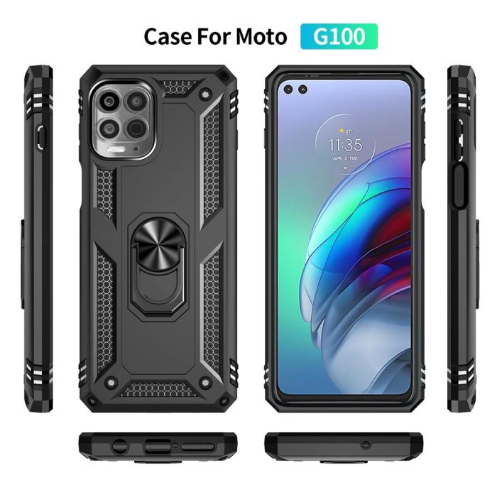 Bild 3, Motorola Moto G100 Skal Hybrid Ring Skal Svart