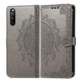 Sony Xperia 10 III - Mandala Läder Fodral - Grå