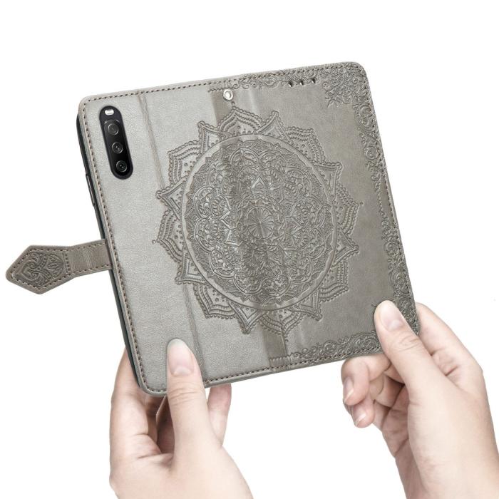 Bild 3, Sony Xperia 10 III - Mandala Läder Fodral - Grå