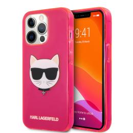 Karl Lagerfeld iPhone 13 Pro Skal TPU Choupette Fluorescent Rosa