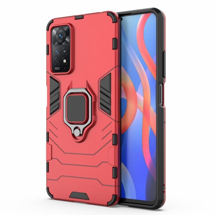 Bild 1, Xiaomi Redmi Note 11 Pro 5G Skal Armor Hybrid Ring Röd