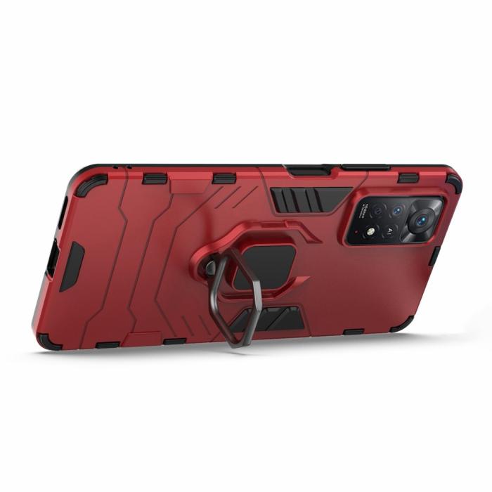Bild 2, Xiaomi Redmi Note 11 Pro 5G Skal Armor Hybrid Ring Röd