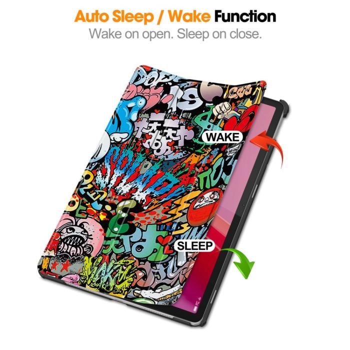 Bild 3, Lenovo Tab M11 Fodral Tri-Fold Läder Graffiti