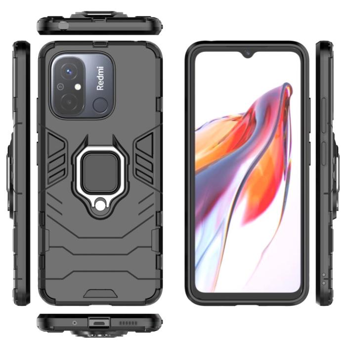 Bild 6, Xiaomi Redmi 12C 4G Skal Ring Hybrid Armor Svart