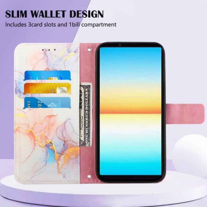 Bild 3, Sony Xperia 10 IV Fodral Marmor Galaxy Vit