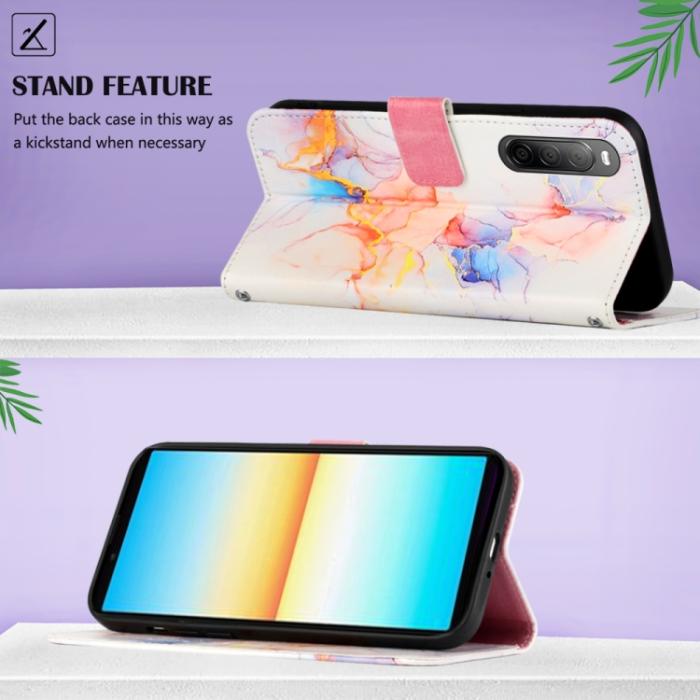 Bild 4, Sony Xperia 10 IV Fodral Marmor Galaxy Vit