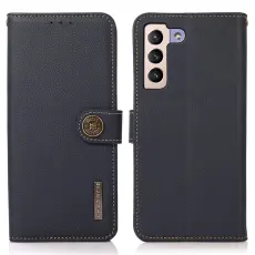 KHAZNEH Galaxy S23 Plus Fodral RFID Äkta Läder Blå