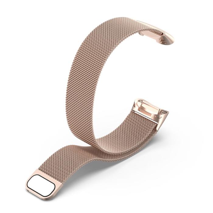 Bild 2, Fitbit Charge 6 / 5 Metall Armband Milanese Loop Champagne Guld